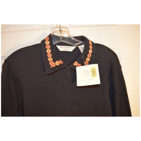 NEW Bechamel Petites Jacket "Blackness" Embroidered Long Sleeve Zip Up Size PS - Picture 2 of 5
